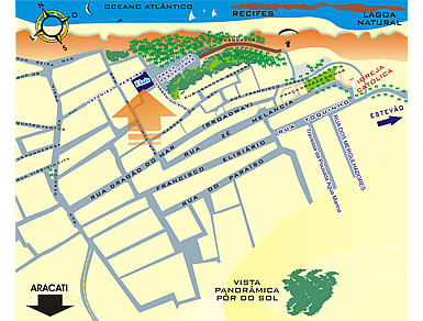 Mapa de Localização dos flats em Canoa Quebrada