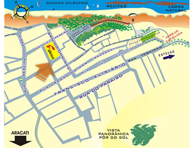 Mapa de localización del Hotel Falesia en Canoa Quebrada
