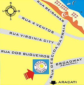 Mapa de localización de la Posada Missare en Canoa Querbrada - Ceara - Brasil
