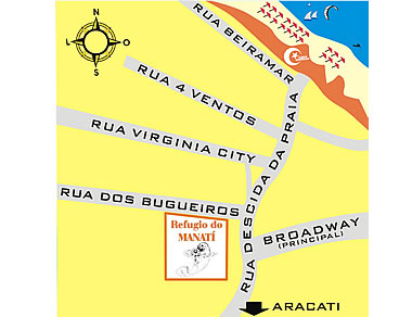 Mapa de localización de la Posada refugio do manati en Canoa Quebrada