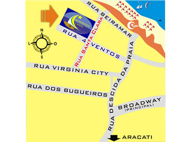 Mapa de localización en Canoa Quebrada
