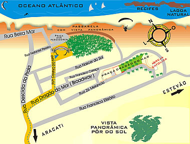 Mapa de localización de la posada Tranquiladia en Canoa Quebrada