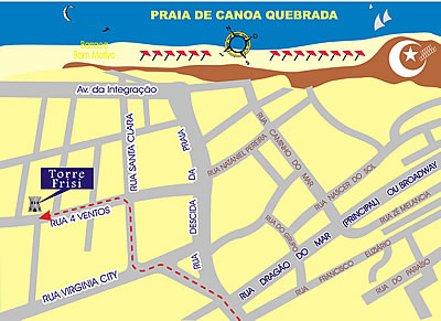 Mapa de localiza&ccedil;&atilde;o da Torre Frisi em Canoa Quebrada