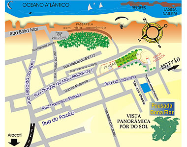 Mapa de localiza&ccedil;&atilde;o da Pousada Dona Flor em Canoa Quebrada