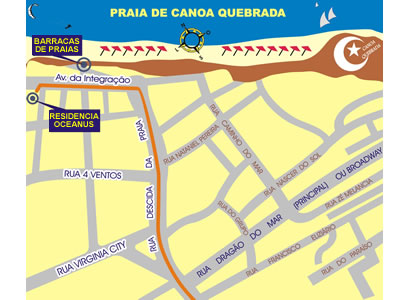 Mapa de Localiza&ccedil;&atilde;o da Pousada Sirius em Canoa Quebrada